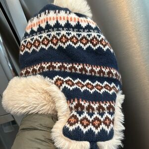 Fair isle style Cozy Knit Patterned  Hat with Ear Flaps